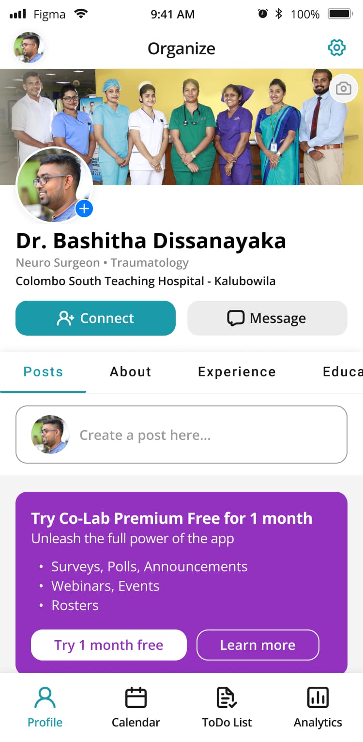 Co-Lab professional profile posts