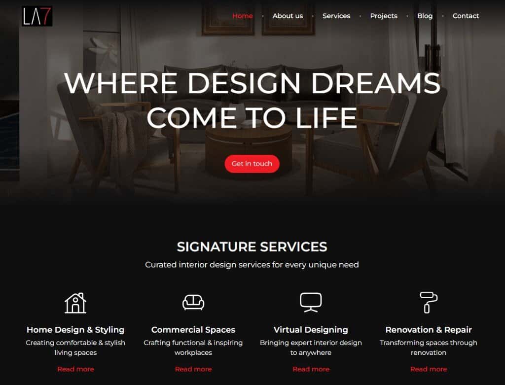 LA7 Interior Marketing website