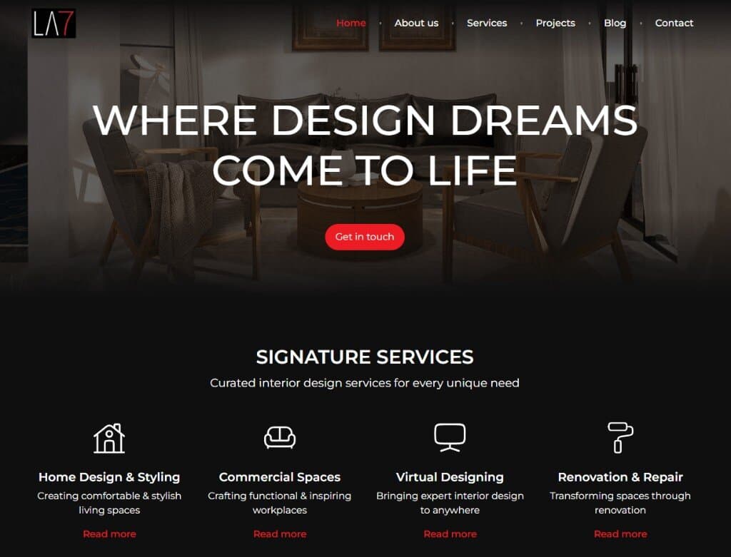 LA7 Interior Marketing website